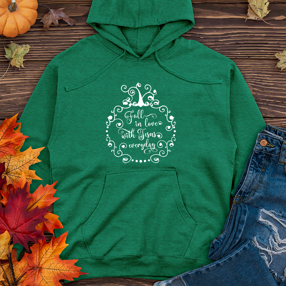 Fall in love with Jesus Midweight Hoodie