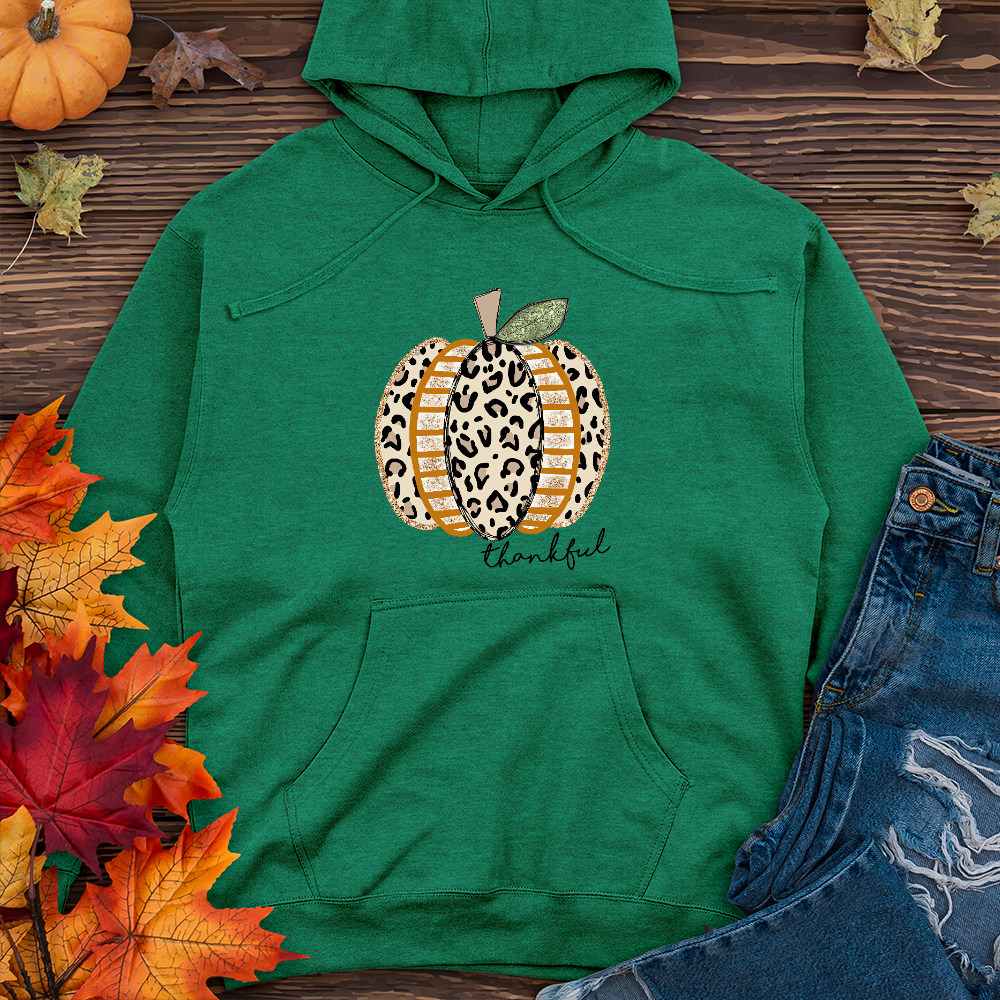 Thankful Leopard Spotted Pumpkin   Midweight Hoodie
