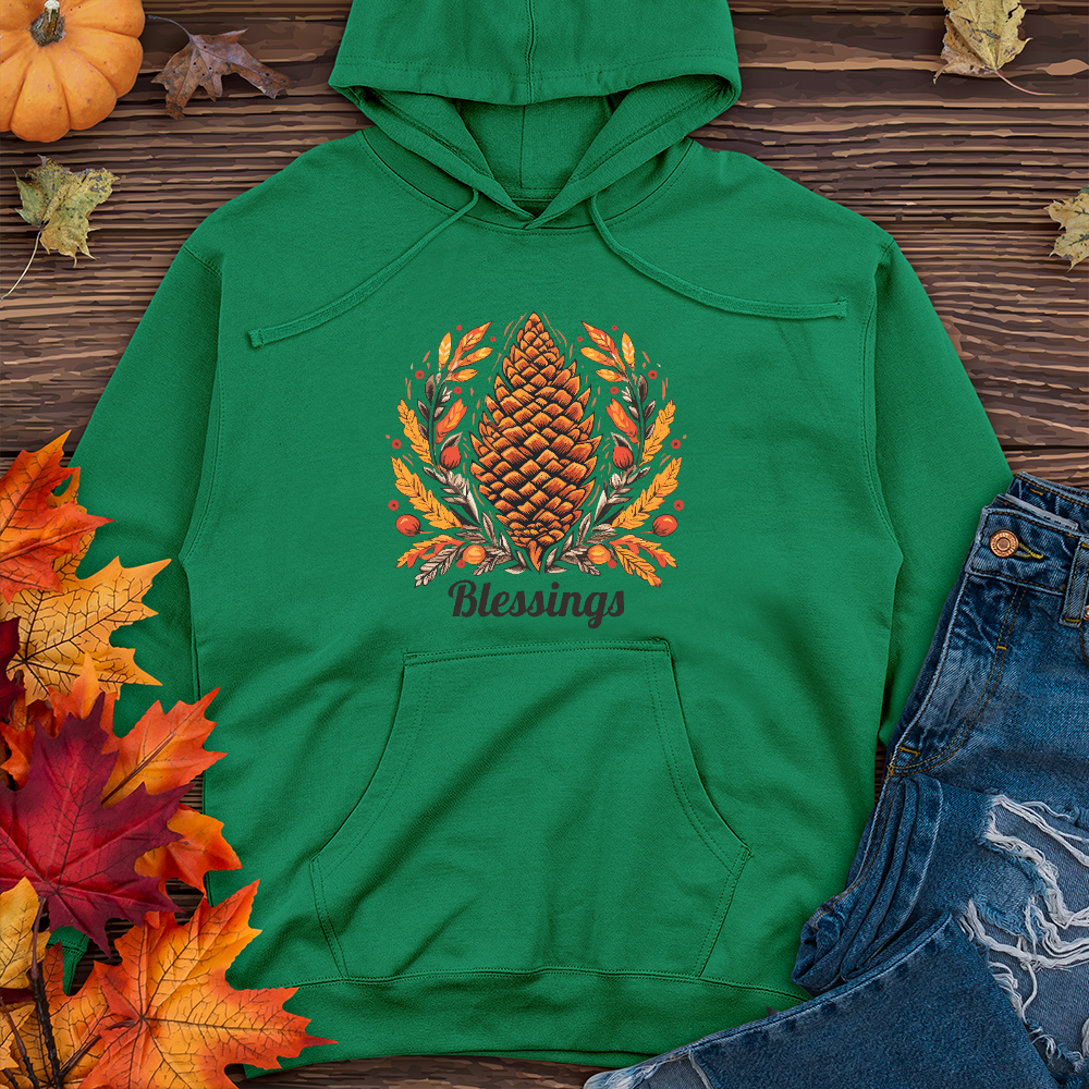 Herringbone Pinecone Blessings Midweight Hoodie