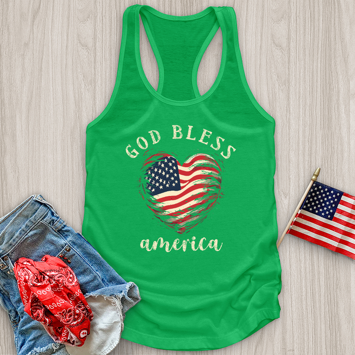 God Bless Waving Flag Tank Top