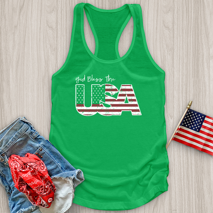 God Bless USA Faded Tank Top