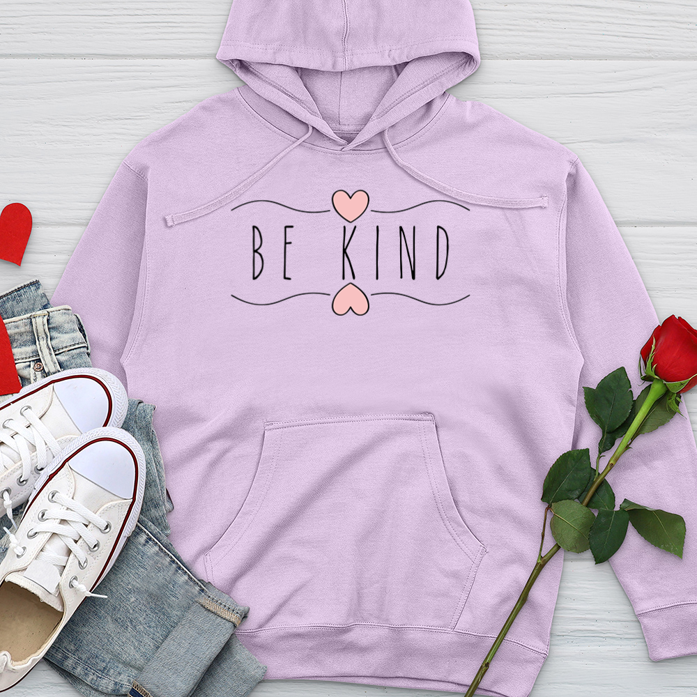 Be Kind Wavy Hearts 01 Midweight Hooded Sweatshirt