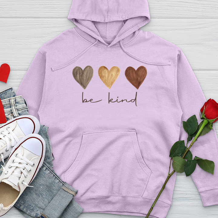 Be Kind Watercolor Hearts Midweight Hooded Sweatshirt