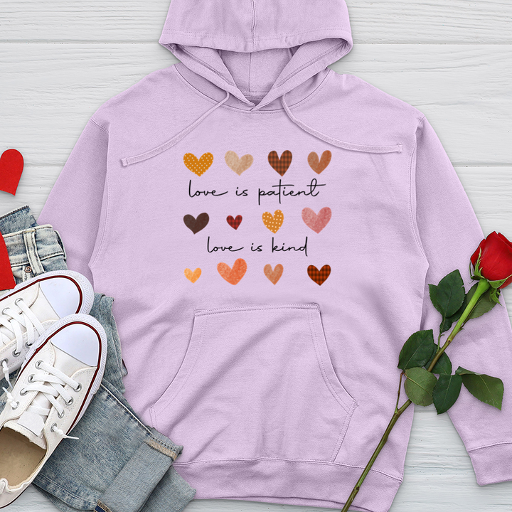 Autumn Heart Patterns Midweight Hooded Sweatshirt