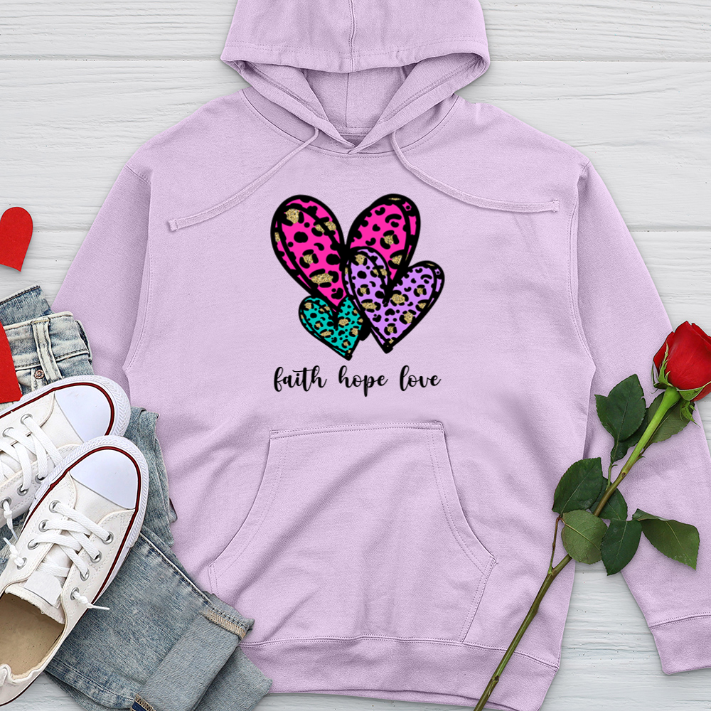 Faith hope love coloful leopard Midweight Hooded Sweatshirt