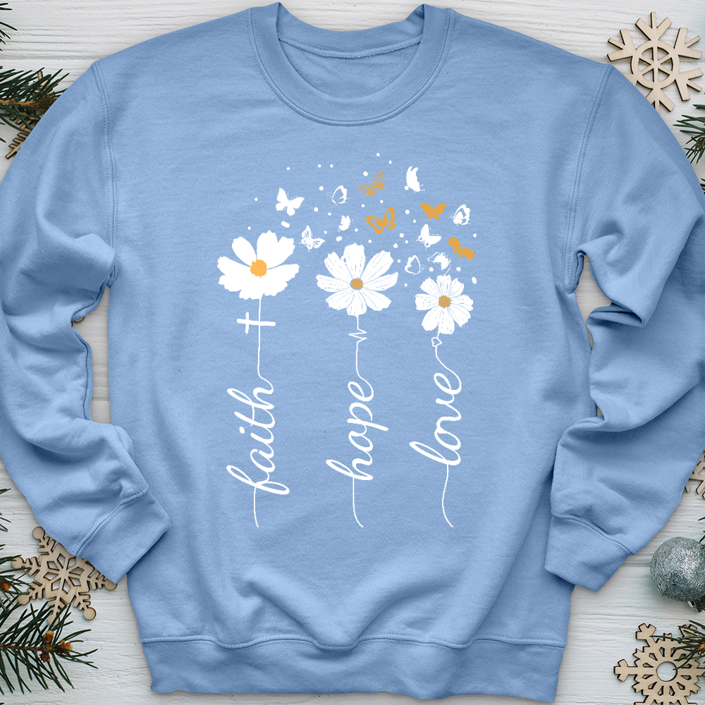 Faith, Hope, Love, Floral Crewneck