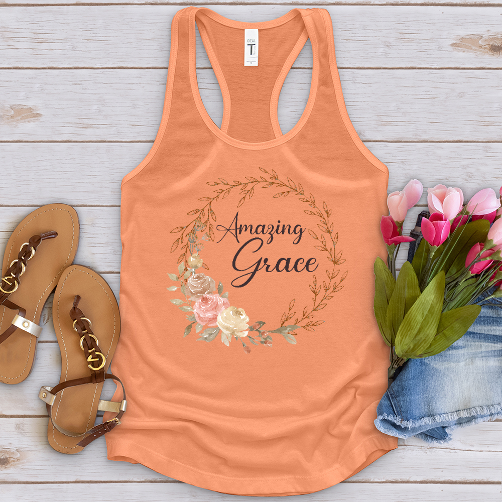 Amazing Grace Floral Wreath Tank Top