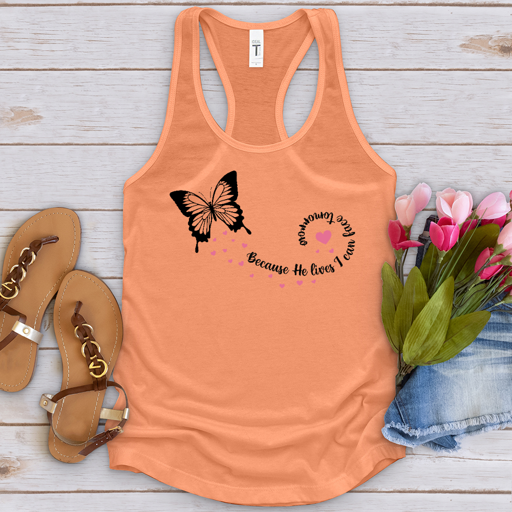 Because He Lives Butterfly Tank Top