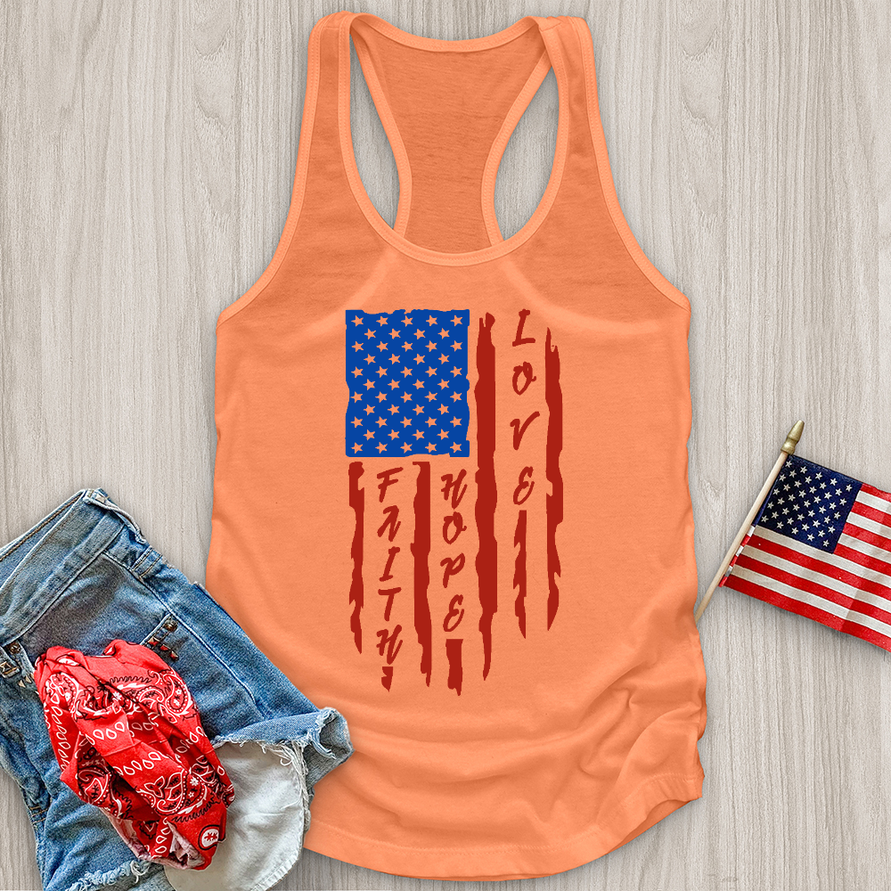 Faith Hope Love Flag Tank Top