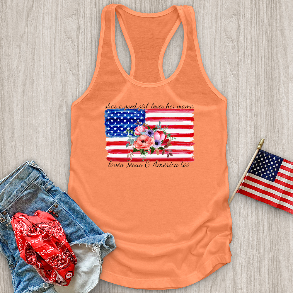 Loves Her Mama America and Jesus Tank Top