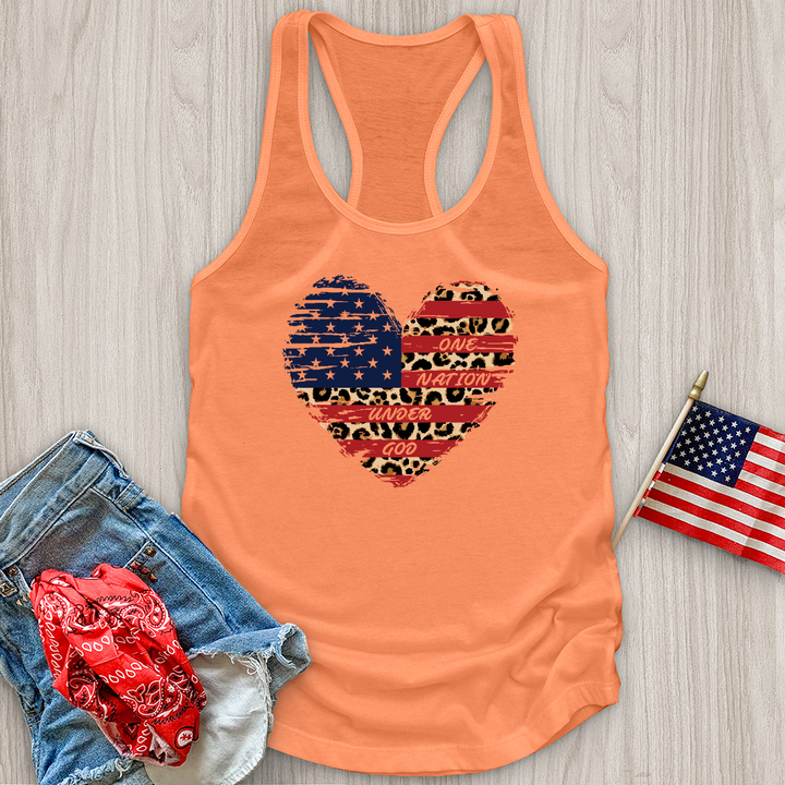 One Nation Leopard Heart Tank Top