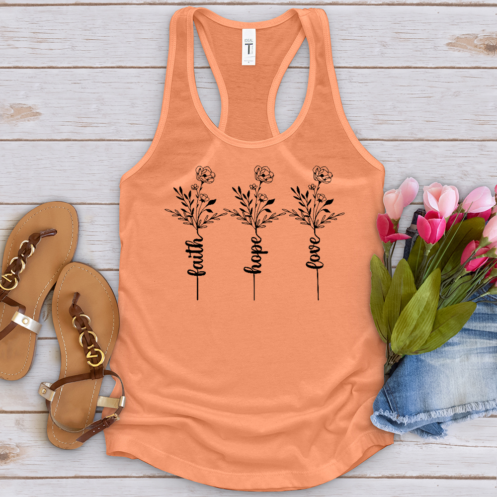 Faith Hope Love Spring Flowers Tank Top