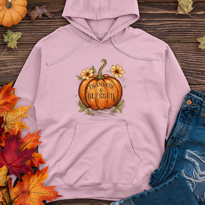 Thankful & Blessed Floral Pumpkin Midweight Hoodie