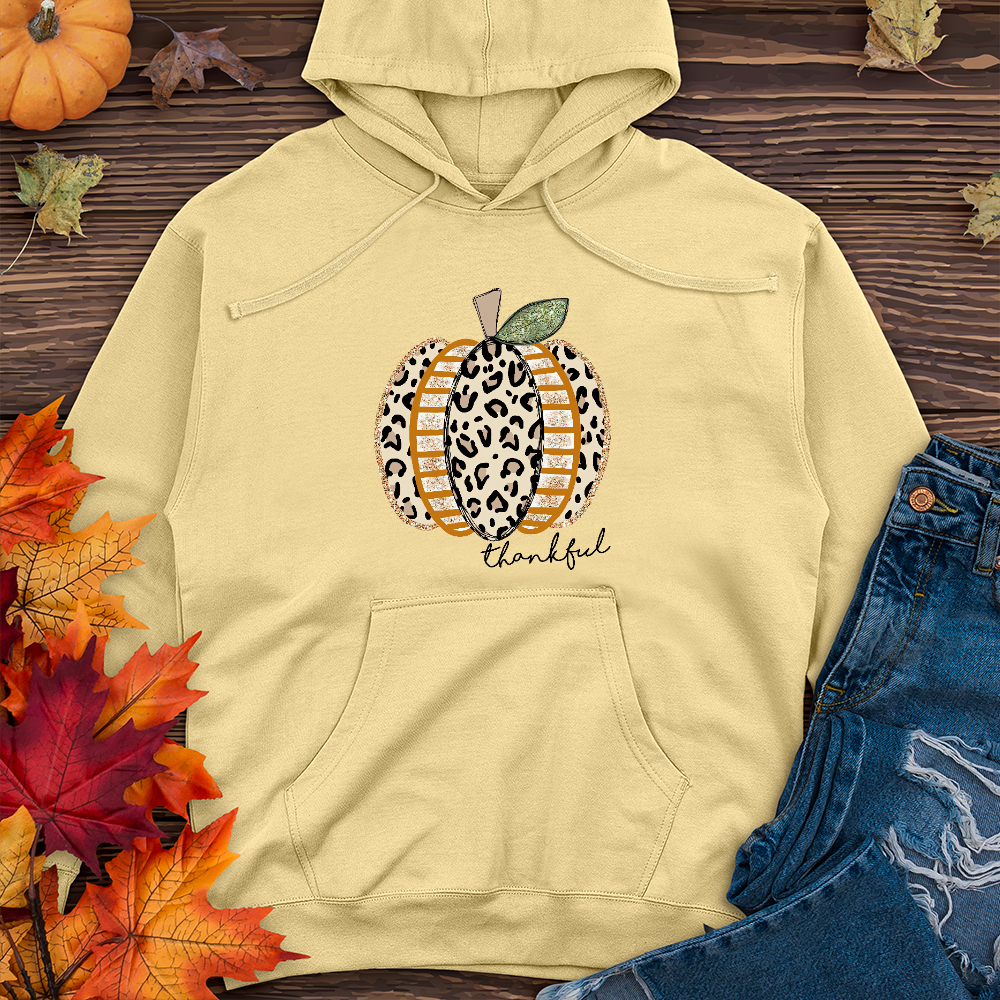 Thankful Leopard Spotted Pumpkin   Midweight Hoodie