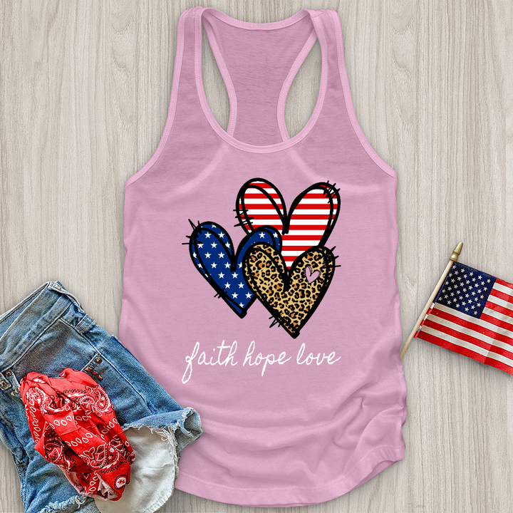 Faith Hope Love Pattern Hearts Tank Top