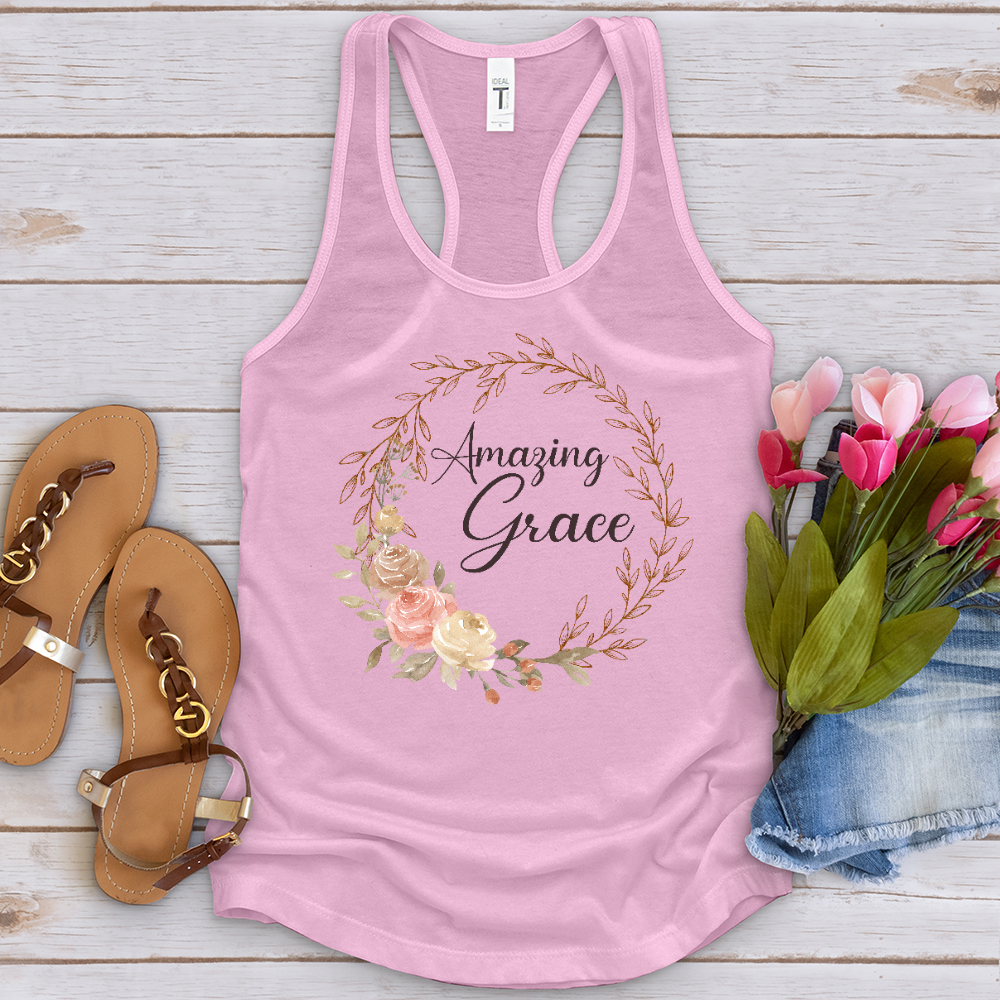 Amazing Grace Floral Wreath Tank Top