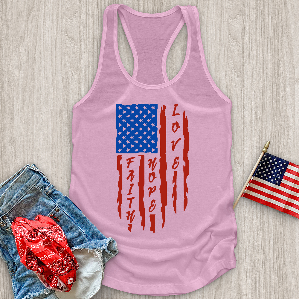 Faith Hope Love Flag Tank Top