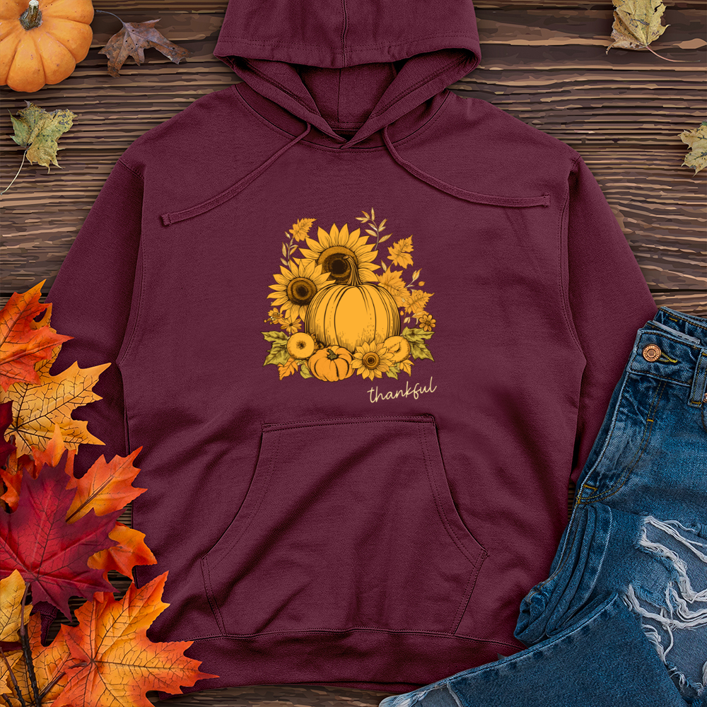 Vintage Sunflower Harvest Icons Midweight Hooded Sweatshirt