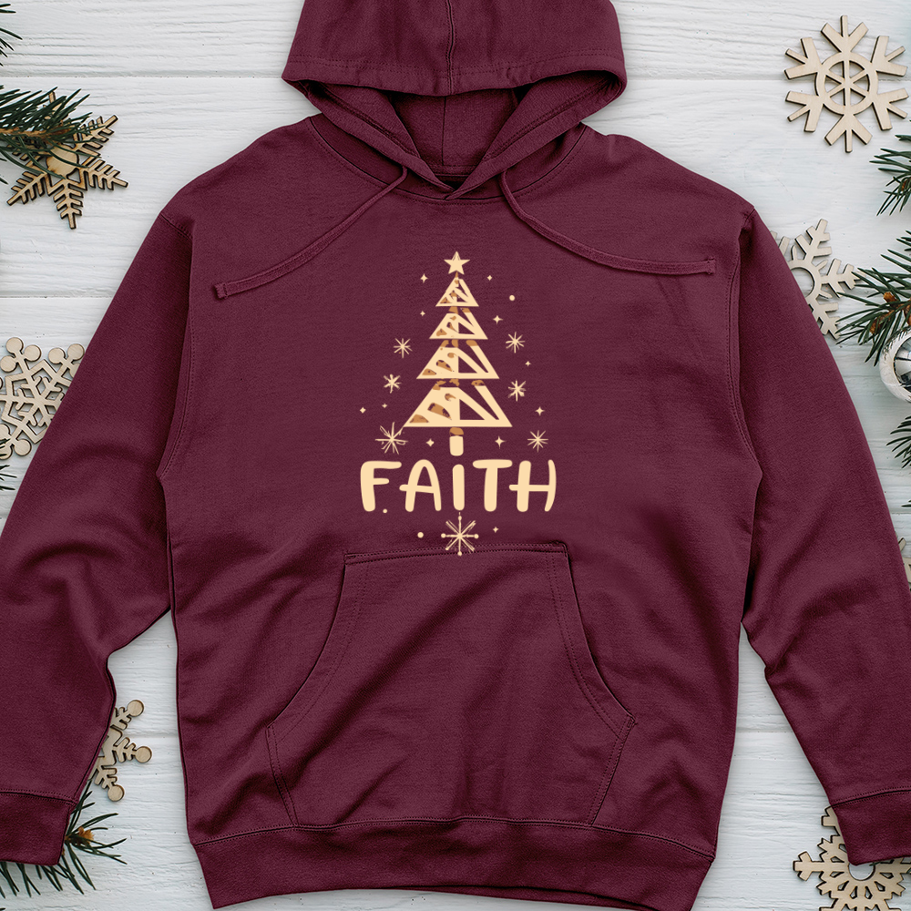 Faith Christmas Tree Midweight Hooded Sweatshirt