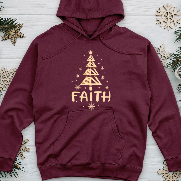 Faith Christmas Tree Midweight Hooded Sweatshirt