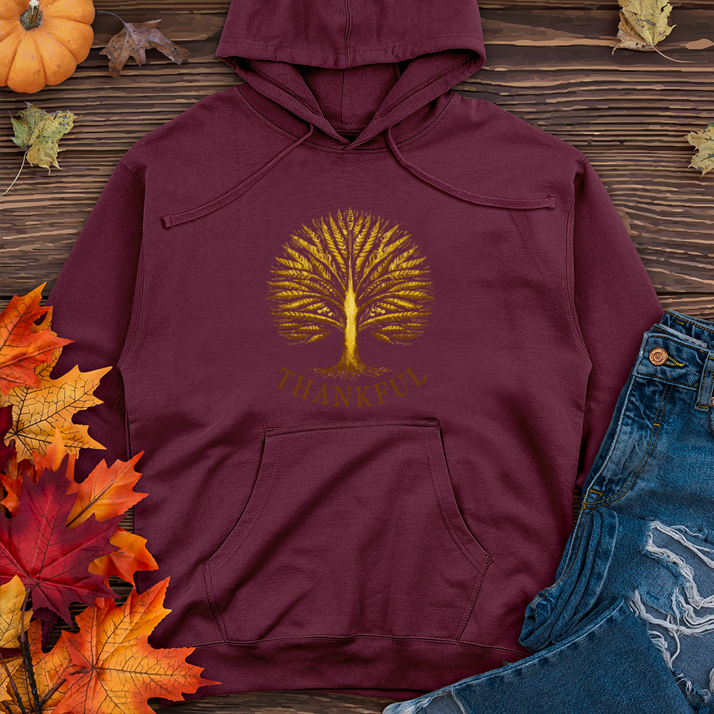 Vintage Harvest Festival Fall Themes Tree Midweight Hooded Sweatshirt