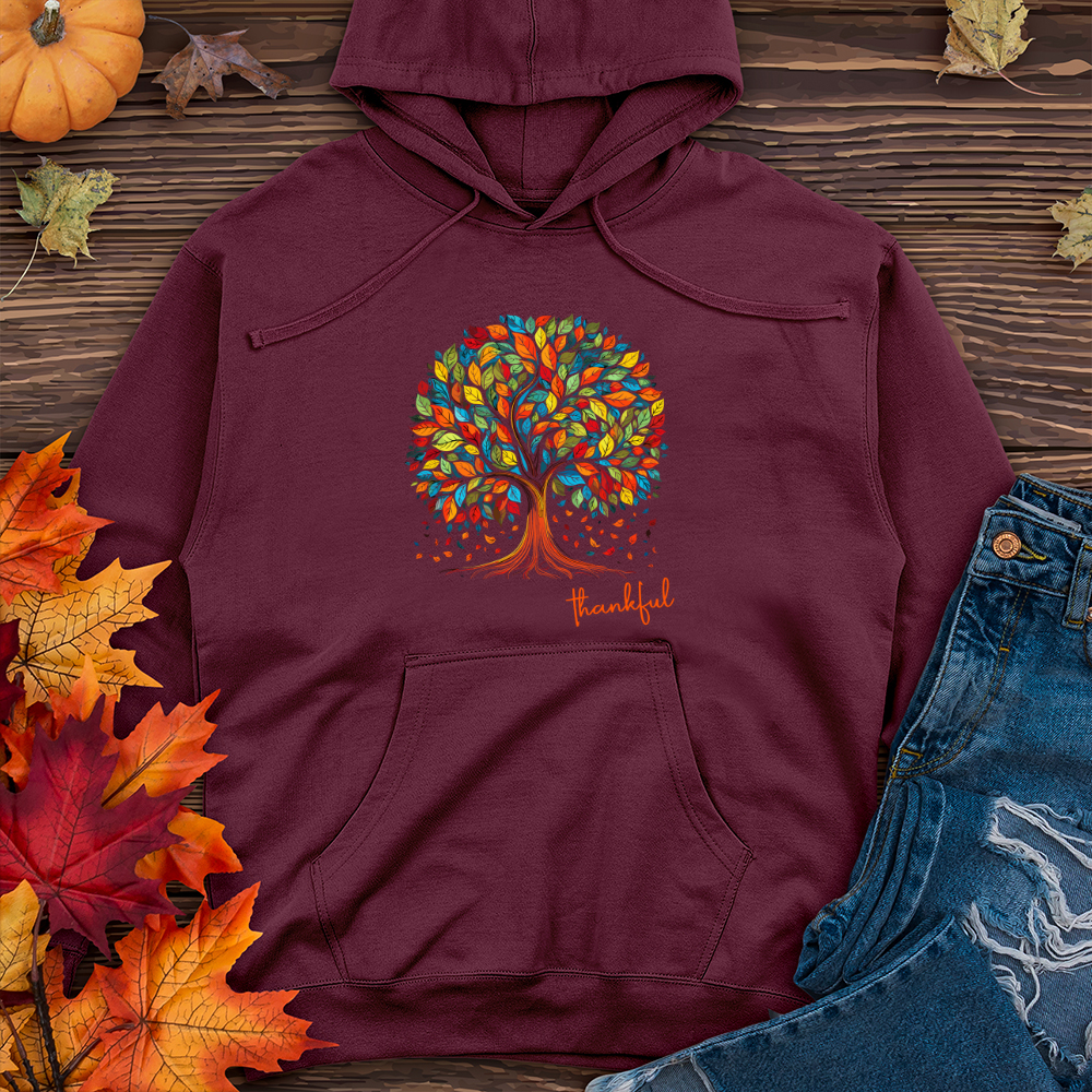 Vintage Floral Fall Tree Midweight Hooded Sweatshirt