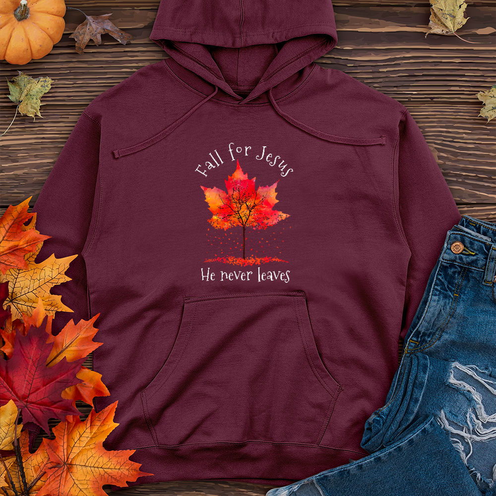 Fall For Jesus Falling Leaves Midweight Hoodie