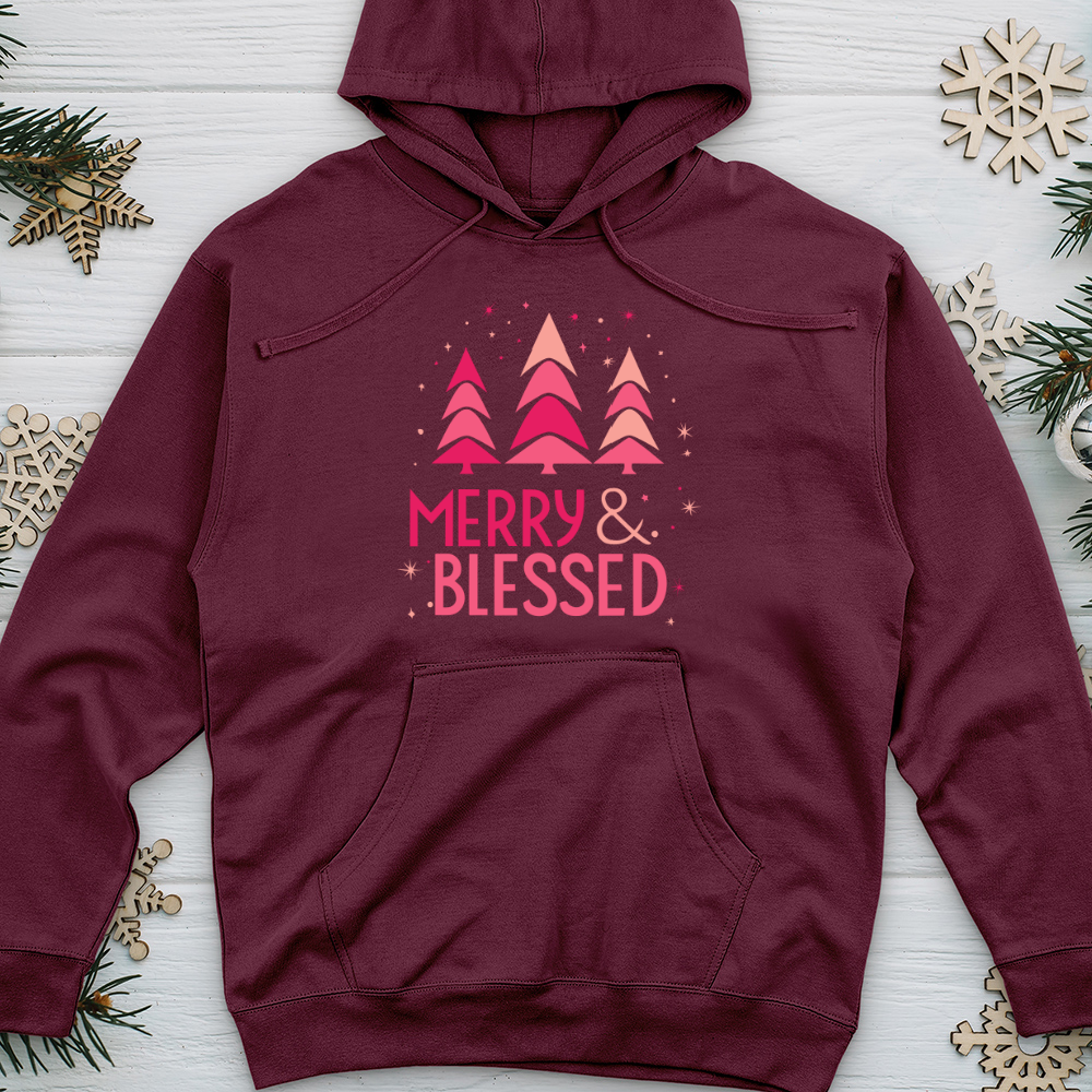 Merry Blessed Tree Midweight Hooded Sweatshirt