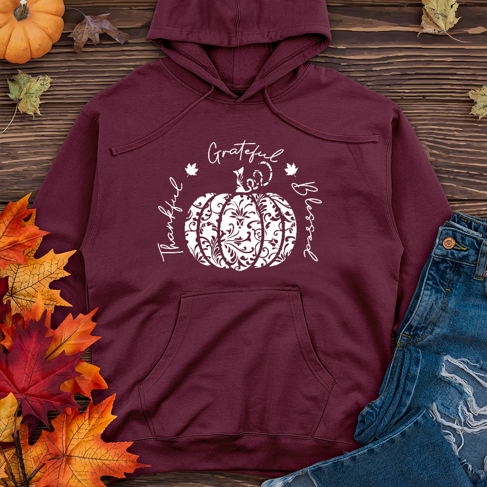 TGB White Floral Pumpkin Midweight Hoodie