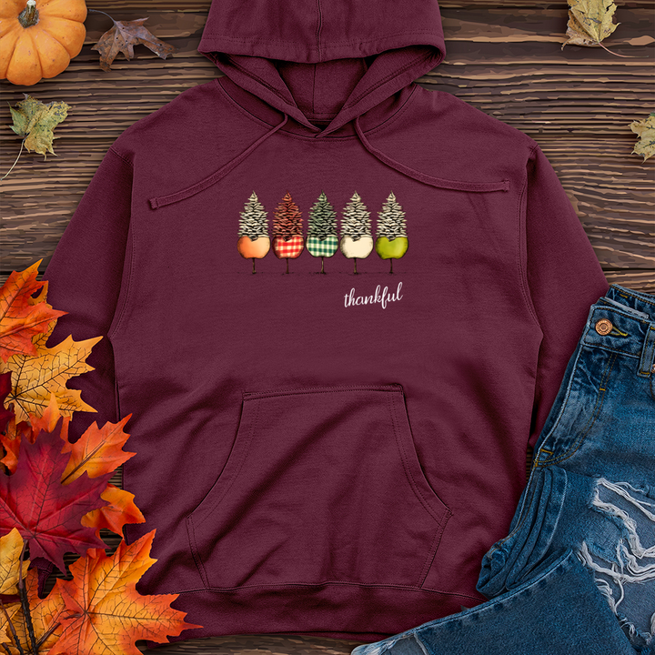 Vintage Apple Picking Gingham Trio Pine Trees Midweight Hooded Sweatshirt