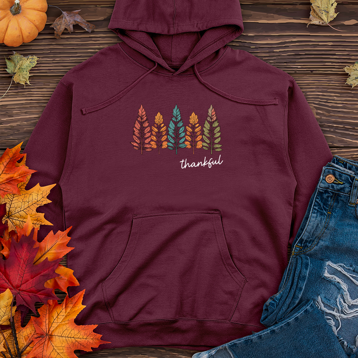 Retro Cozy Floral Trio Pine Trees Midweight Hooded Sweatshirt