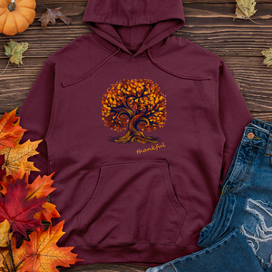 Thankful Batik Autumn Tree Midweight Hooded Sweatshirt