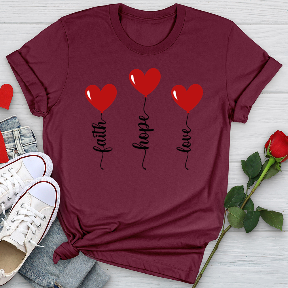 Faith Hope Love Heart Balloons Softstyle Tee