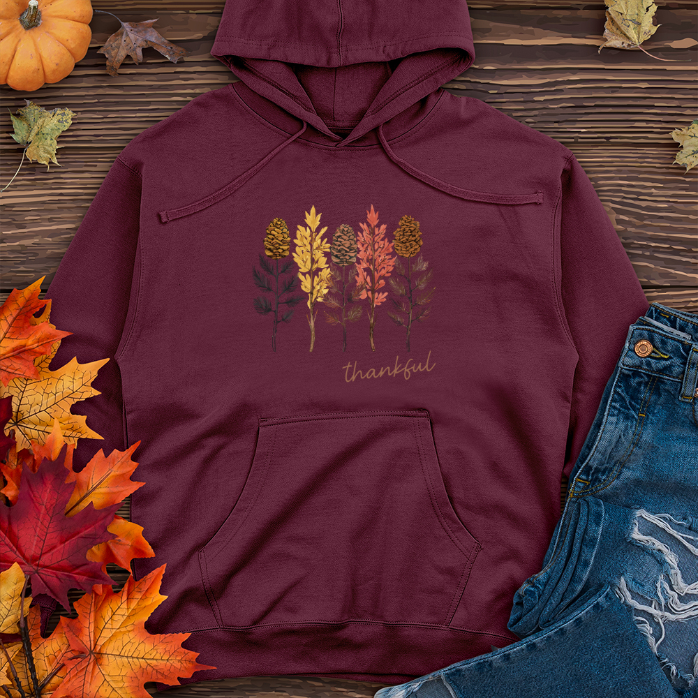 Cozy Autumn Trio Pine Trees Midweight Hooded Sweatshirt