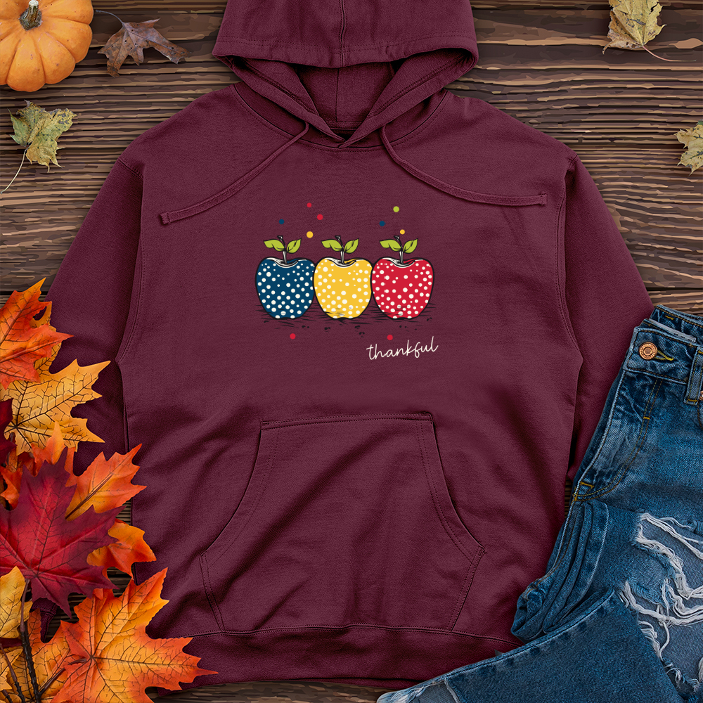 Vintage Picnic Polka Dot Trio Apples Midweight Hooded Sweatshirt