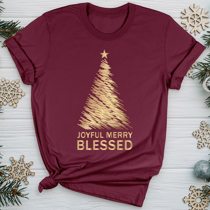 Joyful Merry Blessed Gold Tree Softstyle Tee