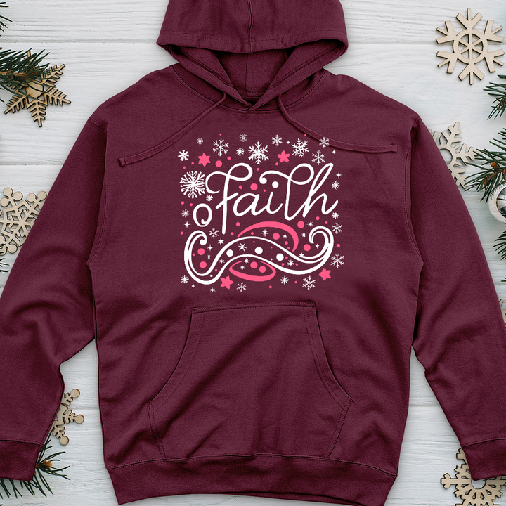 Faith Pink Snowflake Scene Midweight Hooded Sweatshirt