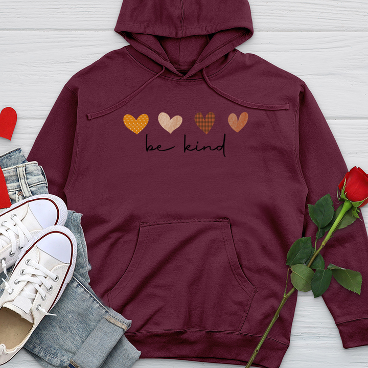 Be Kind Autumn Hearts Midweight Hooded Sweatshirt