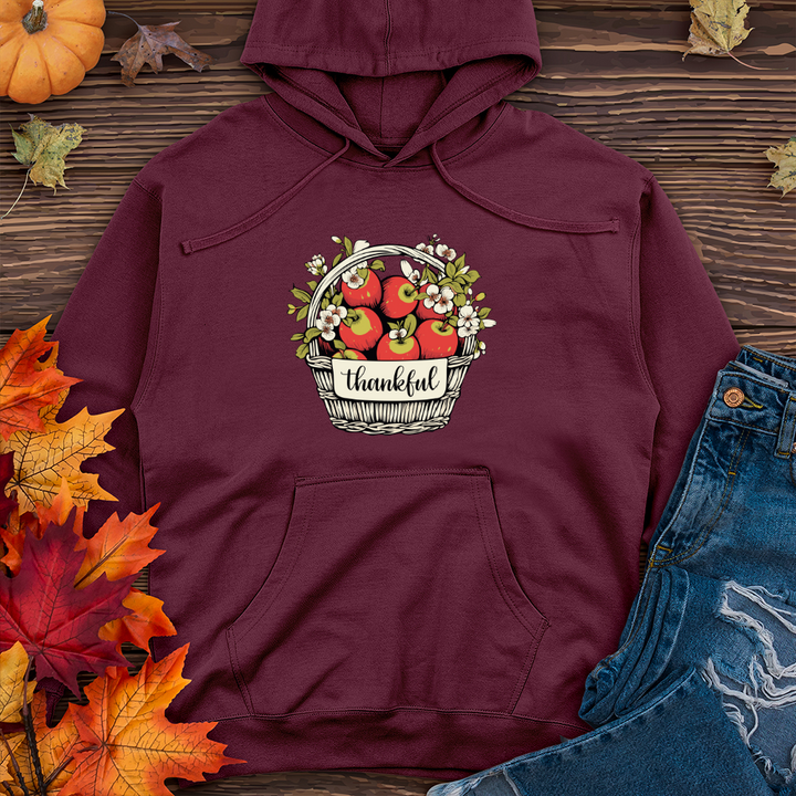 Retro Harvest Apple Blossom Basket Midweight Hooded Sweatshirt