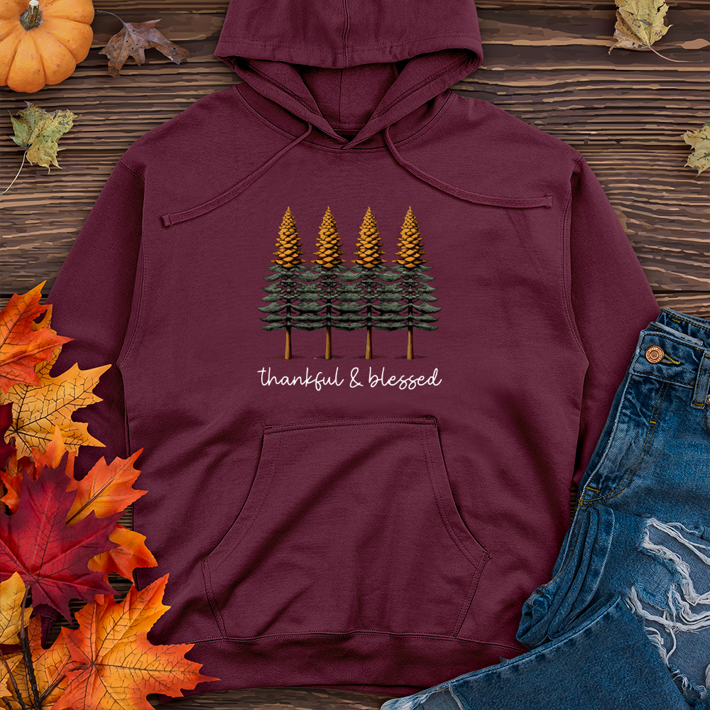 Classic Houndstooth Trio Pine Trees Midweight Hooded Sweatshirt