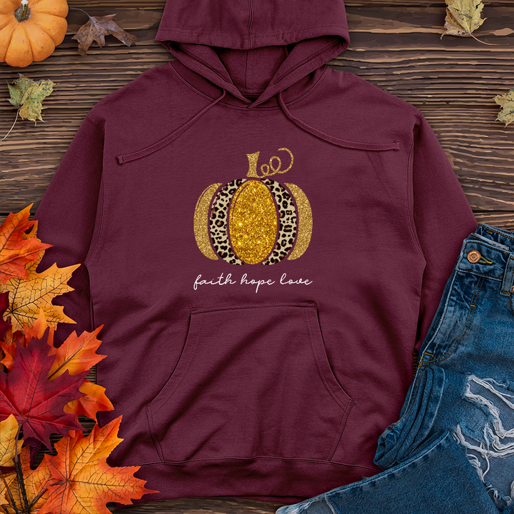 Faith Hope Love Leopard Pumpkin Midweight Hoodie