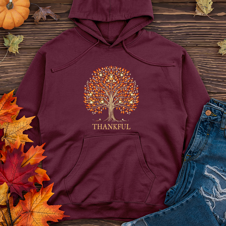 Retro Bonfire Sparkle Fall Themes Tree Midweight Hooded Sweatshirt