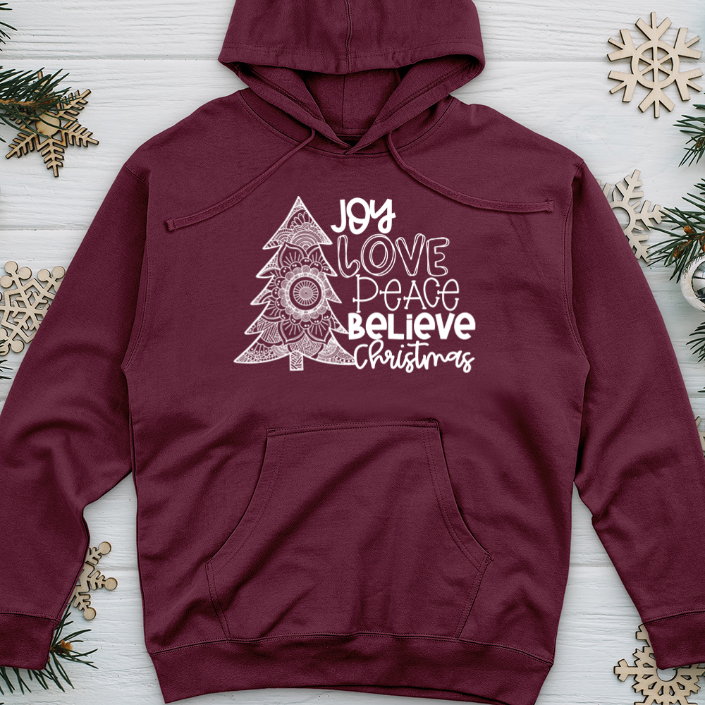 Joy Love Peace Midweight Hooded Sweatshirt