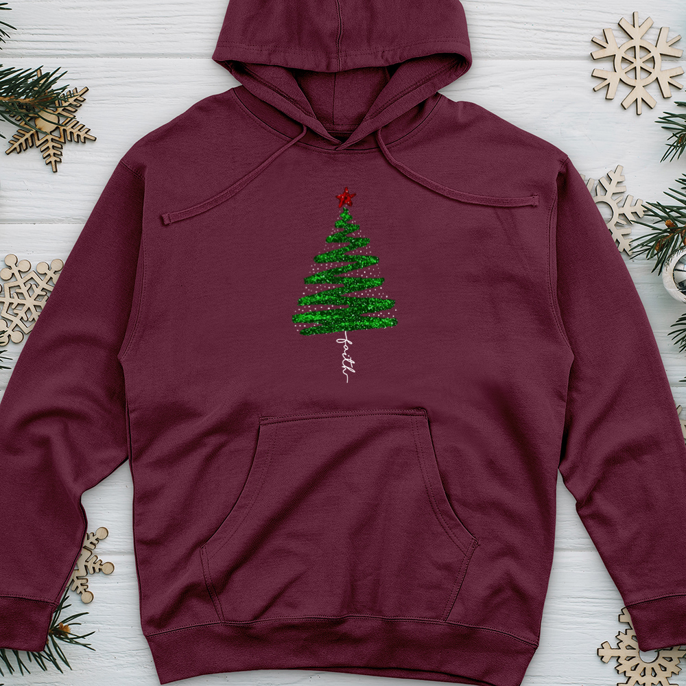 Green Sparkling Tree Midweight Hooded Sweatshirt