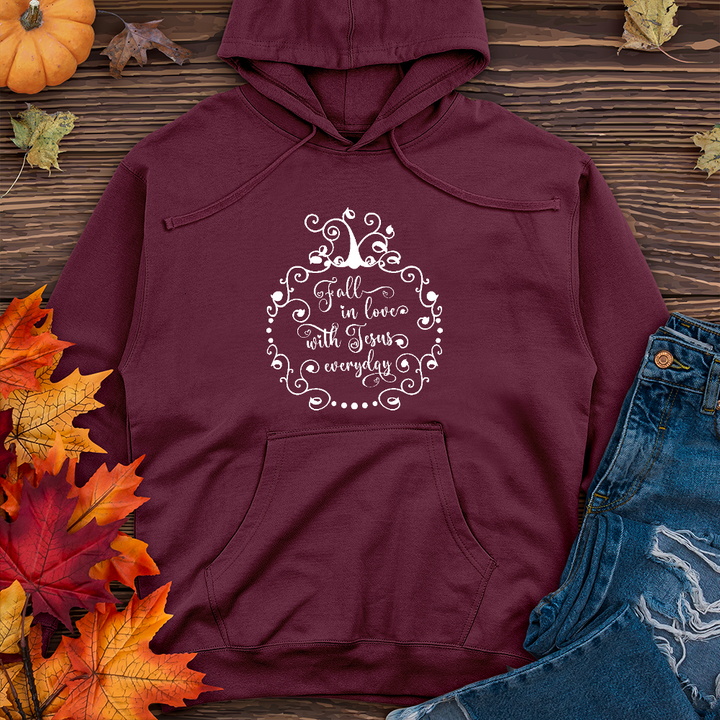 Fall in love with Jesus Midweight Hoodie