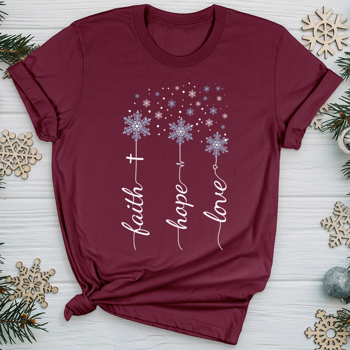 Faith Hope Love Snowflakes Softstyle Tee