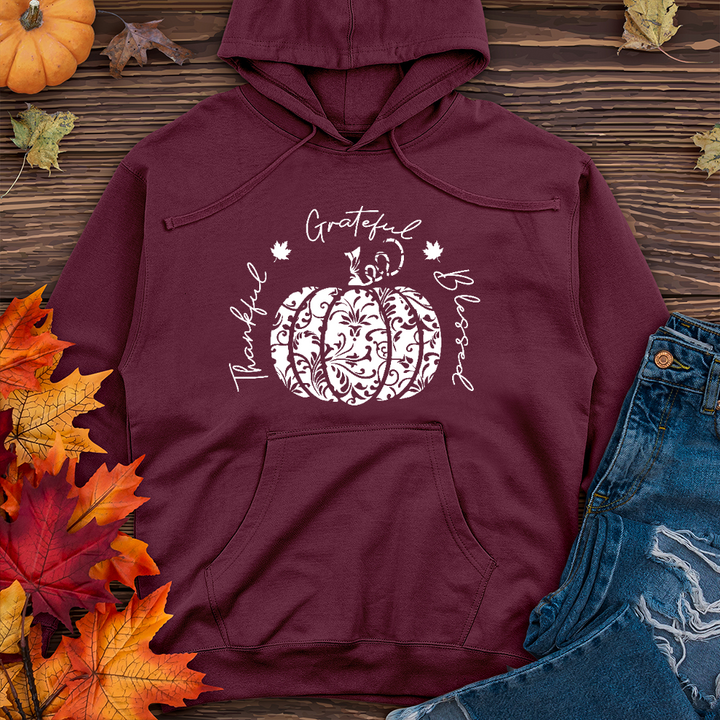 TGB White Floral Pumpkin Midweight Hoodie