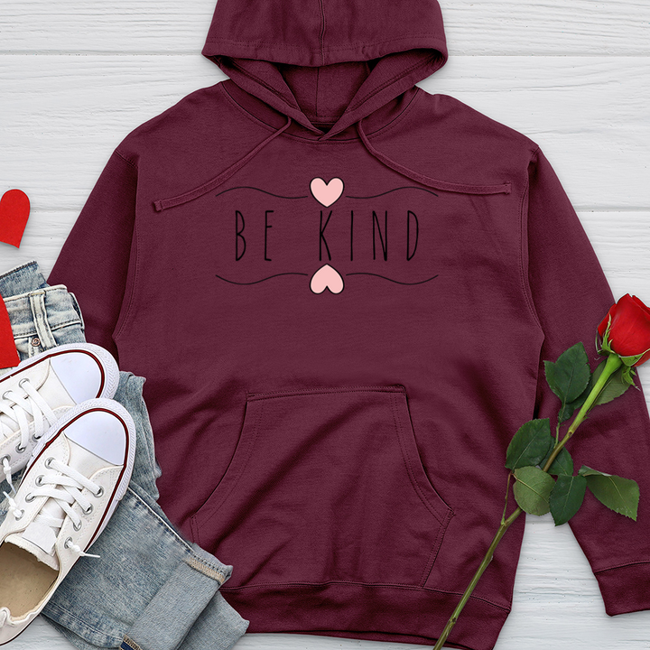 Be Kind Wavy Hearts 01 Midweight Hooded Sweatshirt