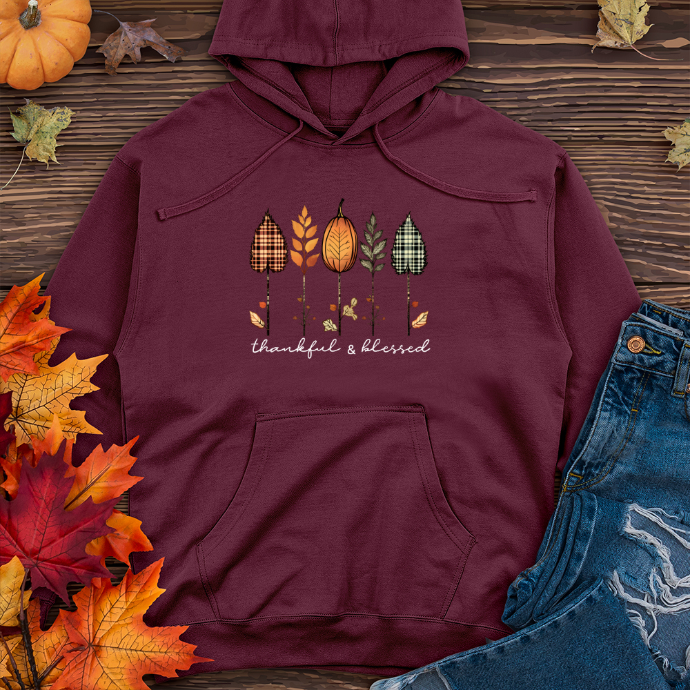 Retro Autumn Plaid Flannel Trio Midweight Hooded Sweatshirt