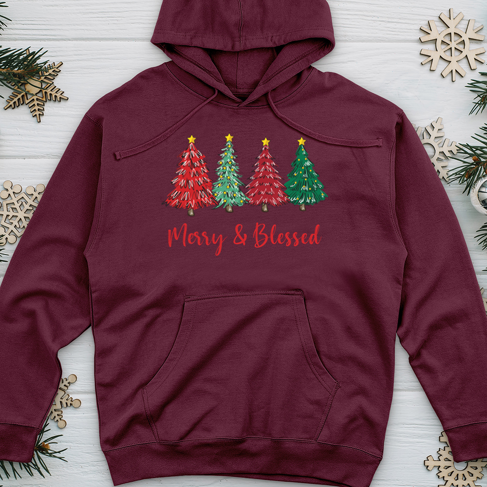 Merry Blessed Christmas Colors Midweight Hooded Sweatshirt